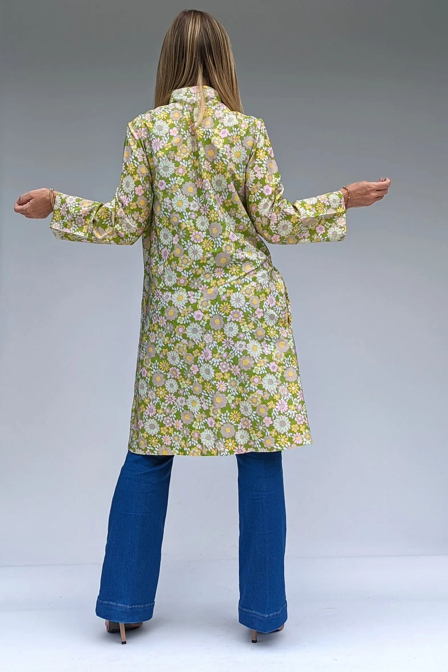 1960s Summer Floral Retro Long Lightweight Coat
