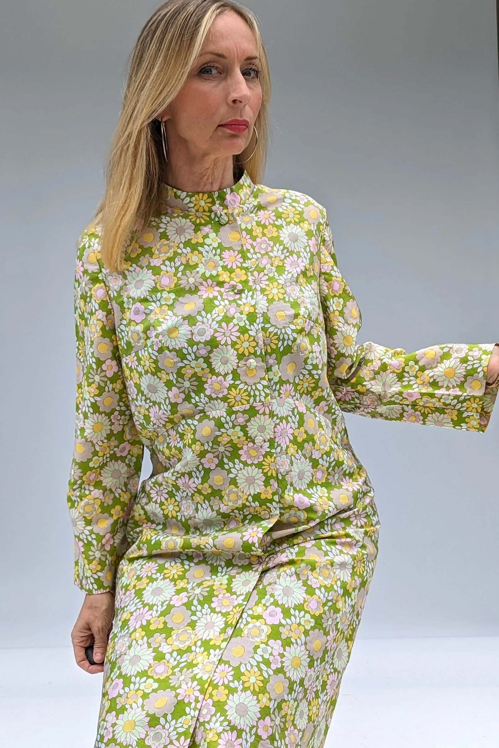 1960s Summer Floral Retro Long Lightweight Coat