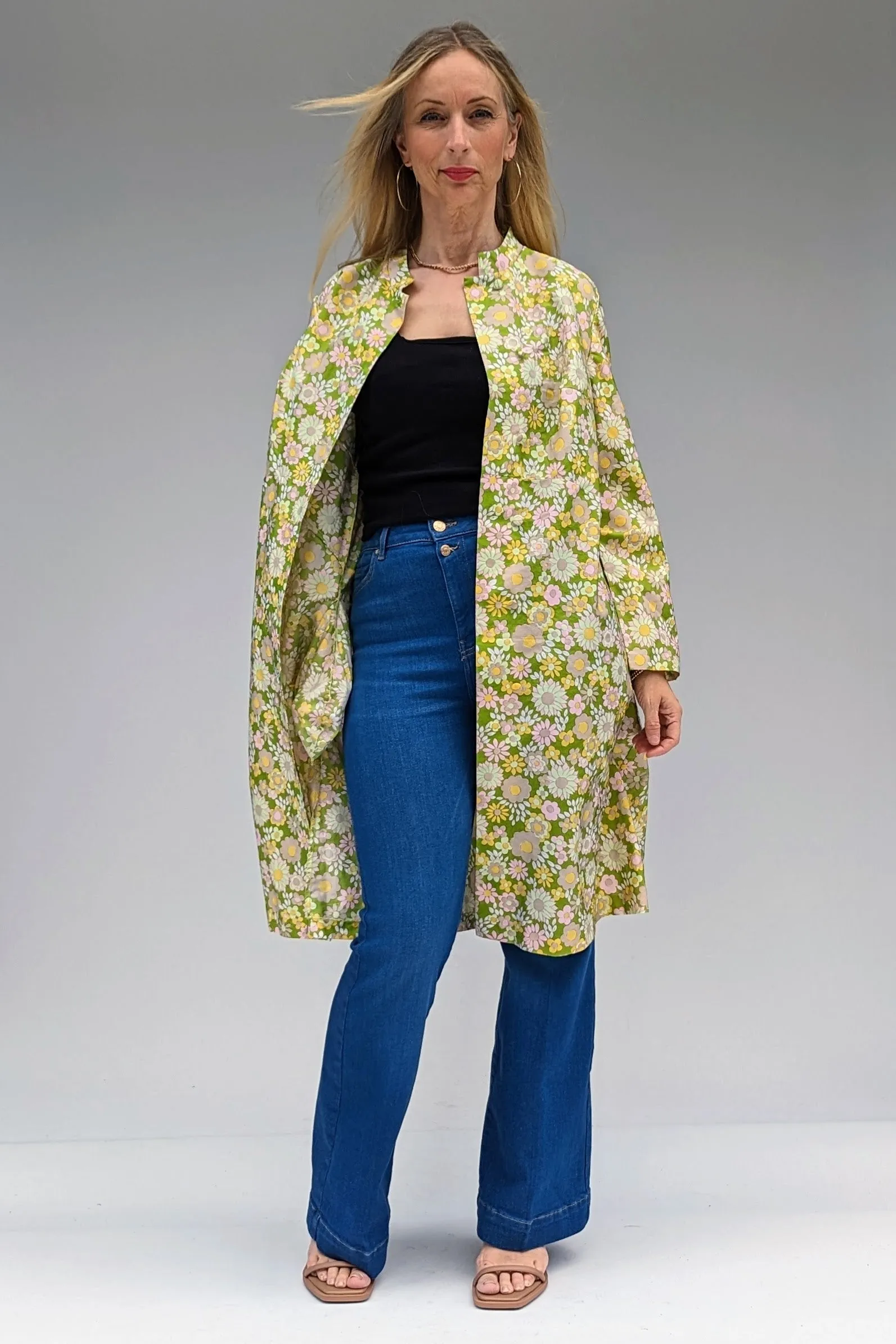 1960s Summer Floral Retro Long Lightweight Coat