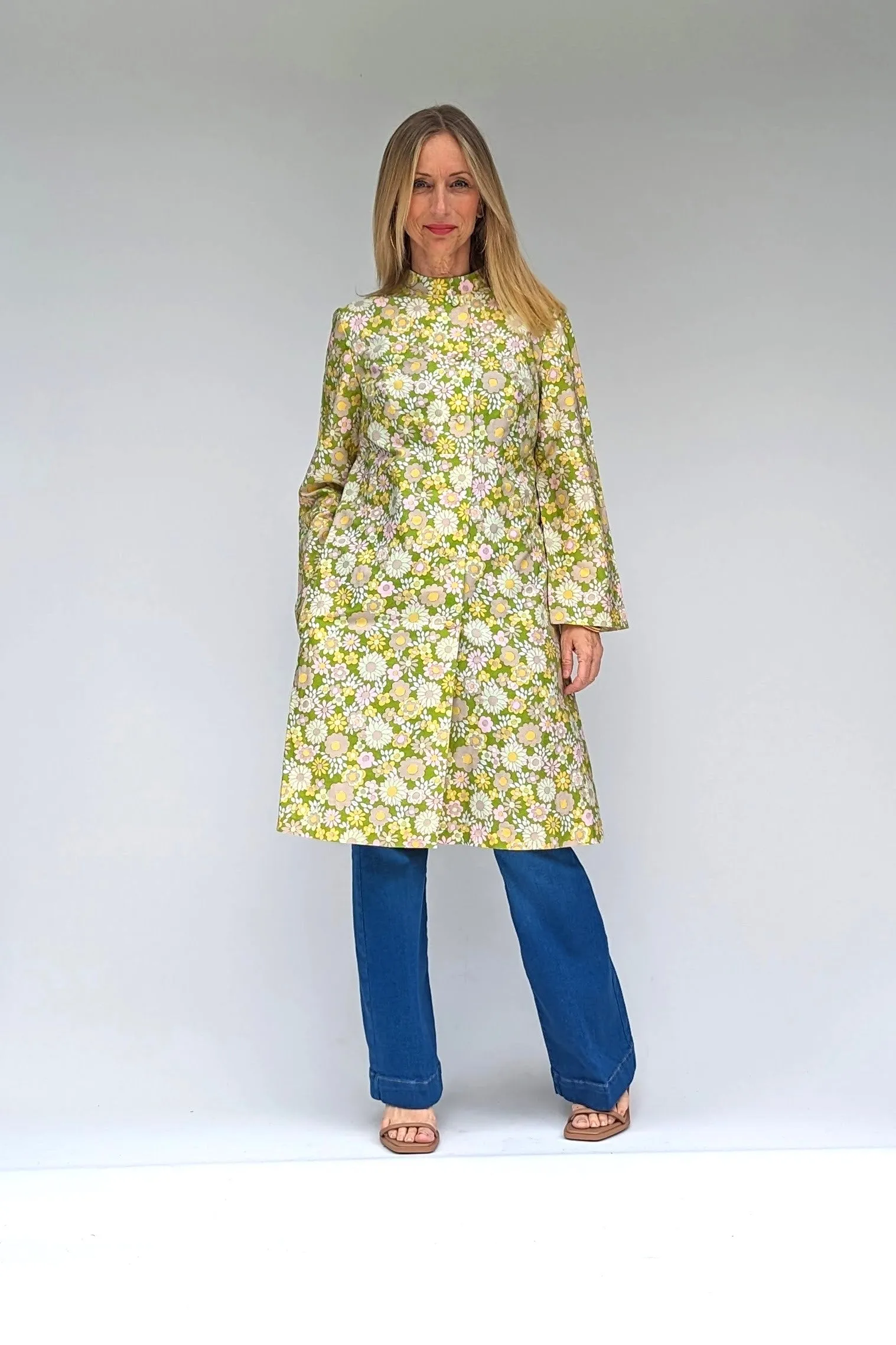 1960s Summer Floral Retro Long Lightweight Coat