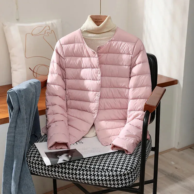 2024 New Arrivals Autumn Winter Warm Women White Duck Down Slim Jackets Female Fashion Ultra Lightweight Packable Puffer Coats