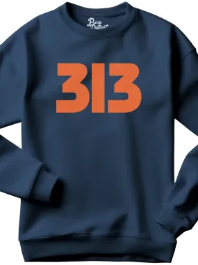 313 Modern Detroit Unisex Premium Sweatshirt - Navy / Orange