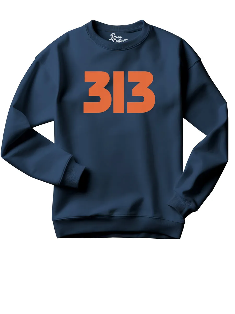 313 Modern Detroit Unisex Premium Sweatshirt - Navy / Orange