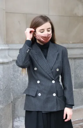 80s Pinstriped Double-Breasted Peak Lapel Blazer - 2