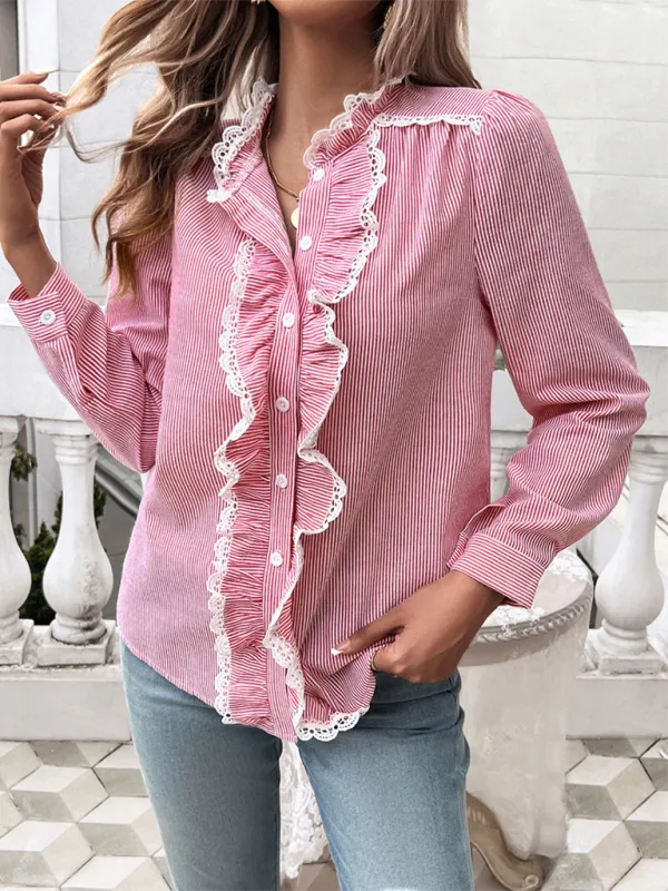 Alessia Women's Temperament Contrast Striped Shirt