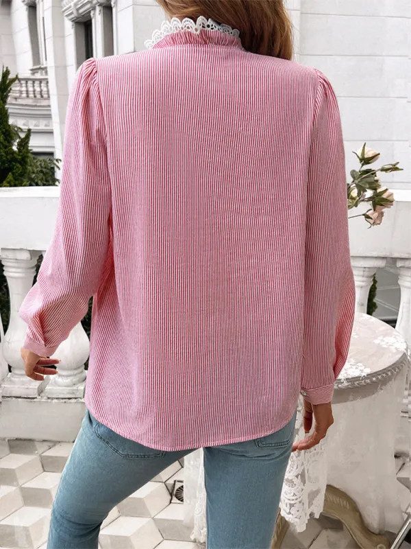 Alessia Women's Temperament Contrast Striped Shirt