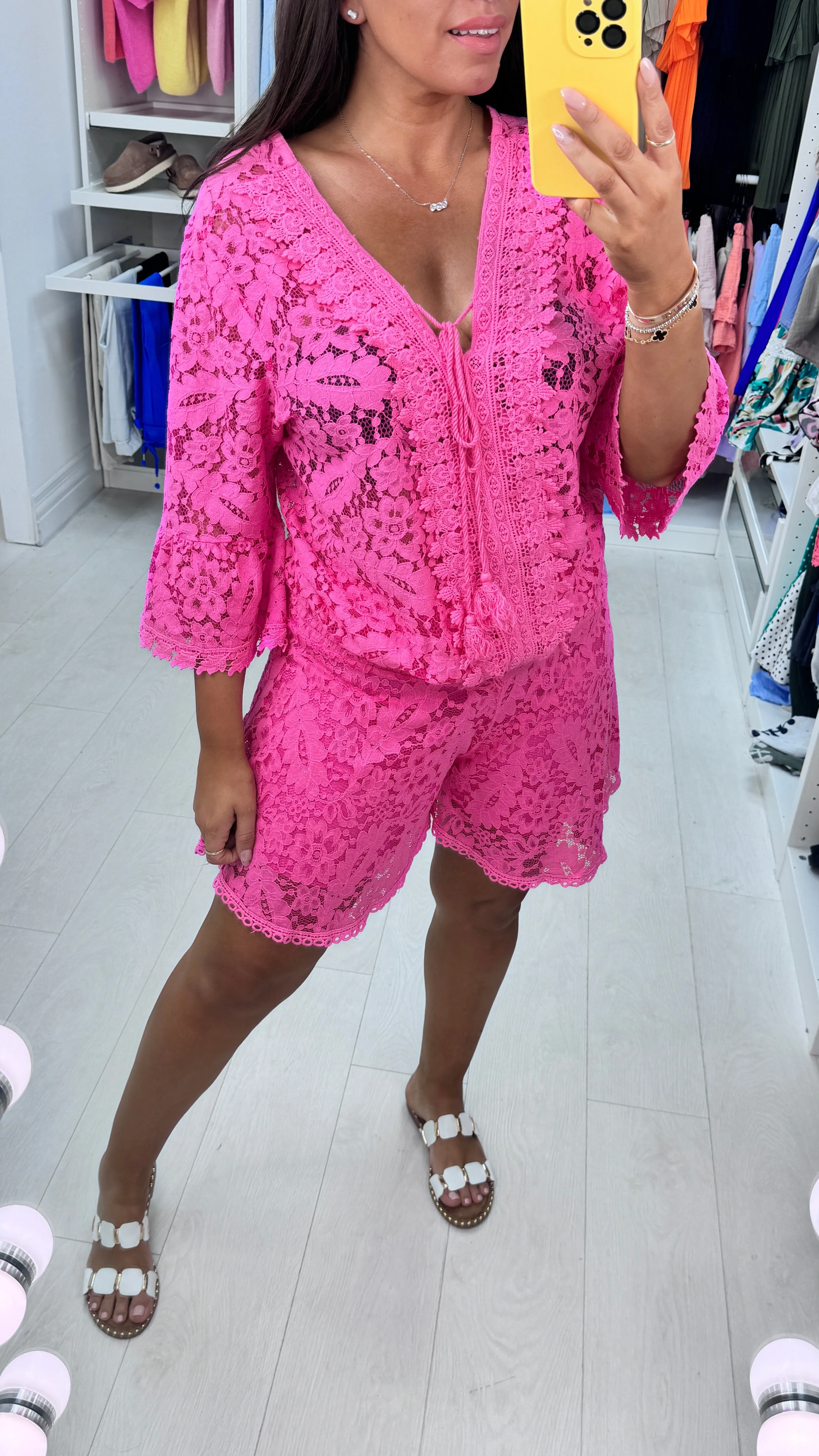 Amore Embroidered Lace 2 Piece Shorts Set
