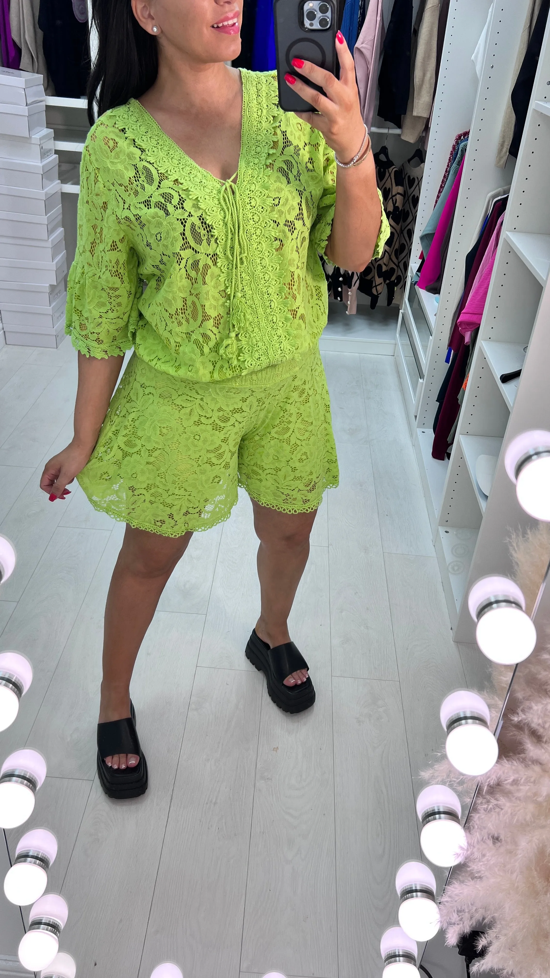 Amore Embroidered Lace 2 Piece Shorts Set