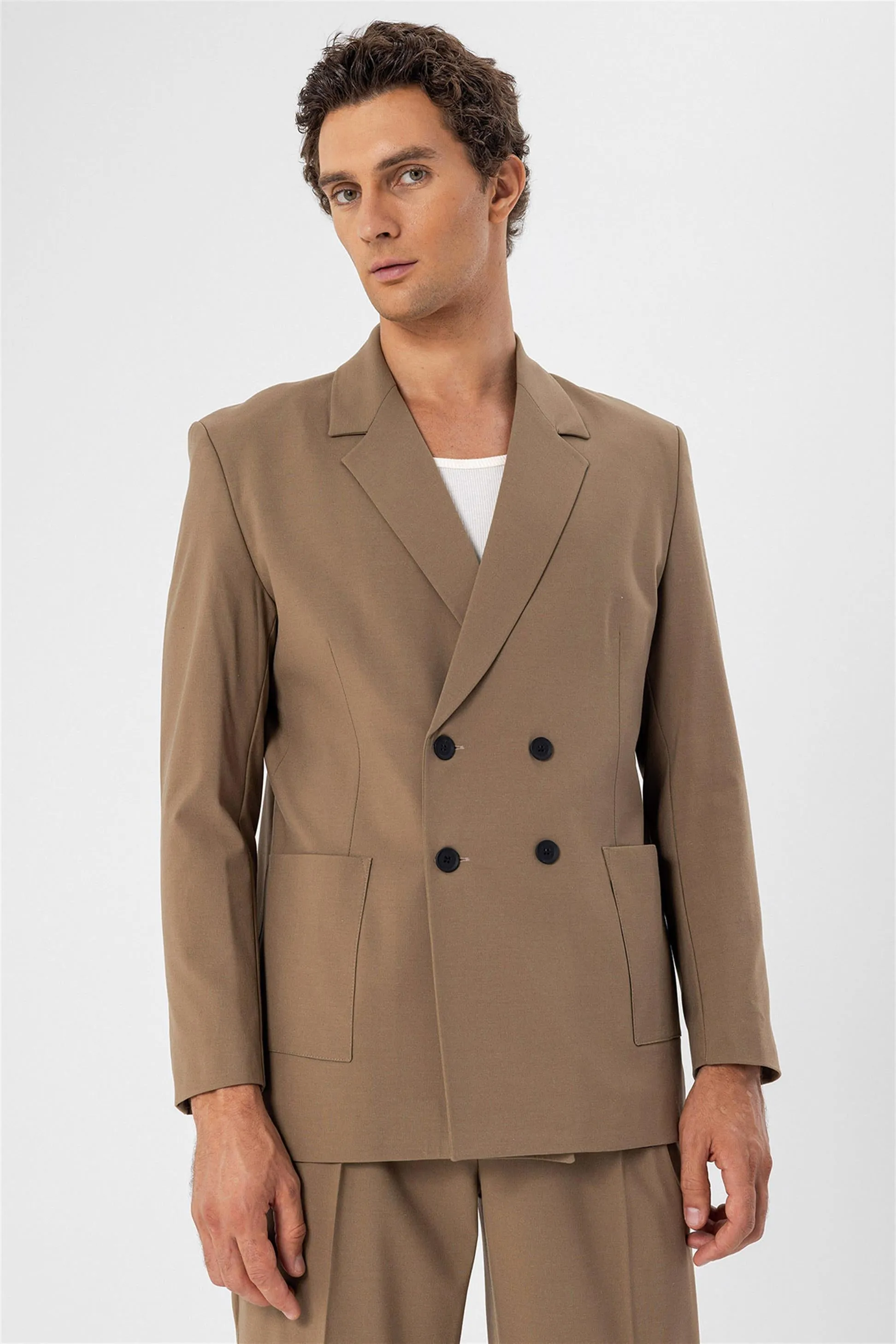 ANT Double Breasted Men's Blazer Jacket with Bag Pocket - Bistriţa