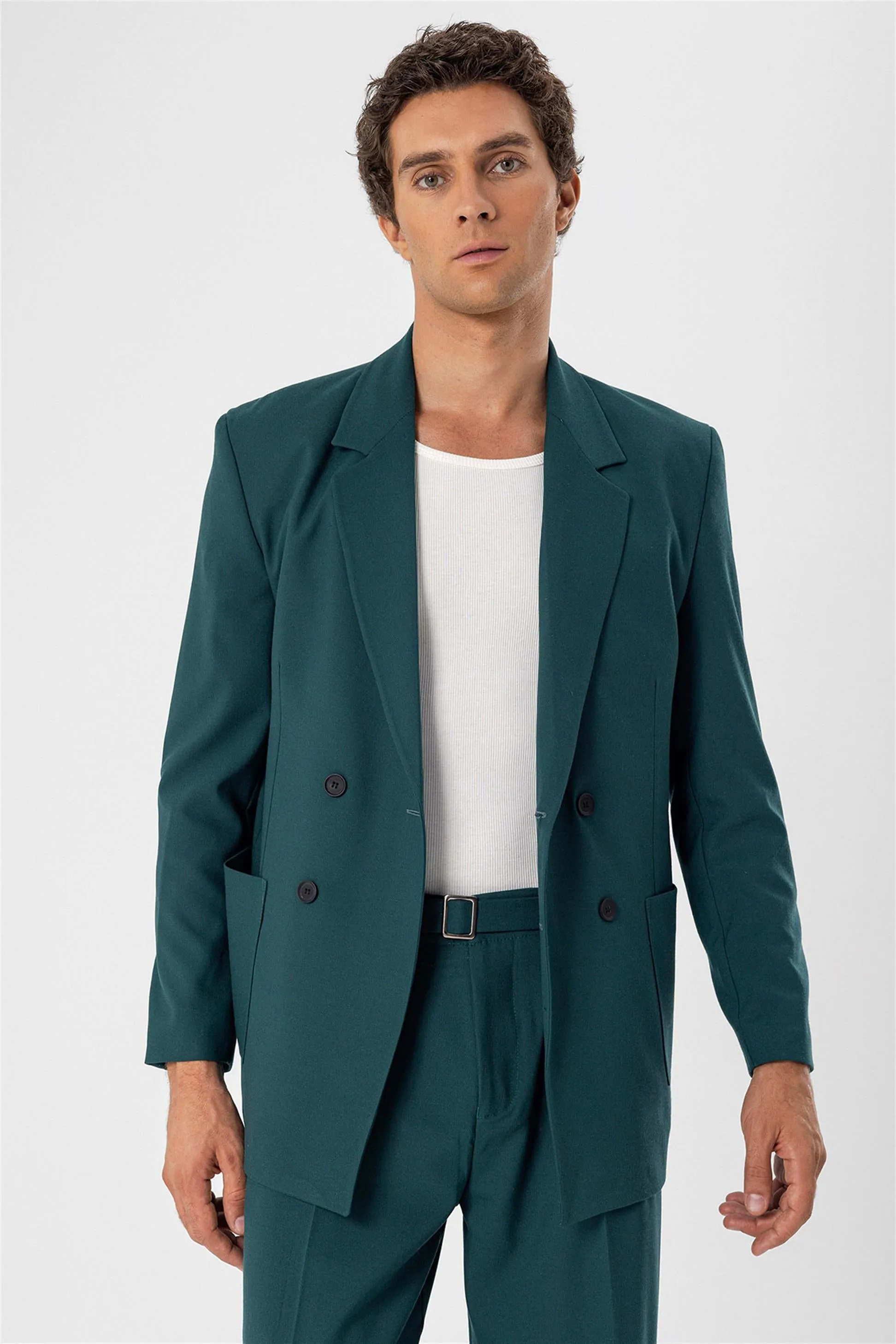 ANT Double Breasted Men's Blazer Jacket with Bag Pocket - Hollister