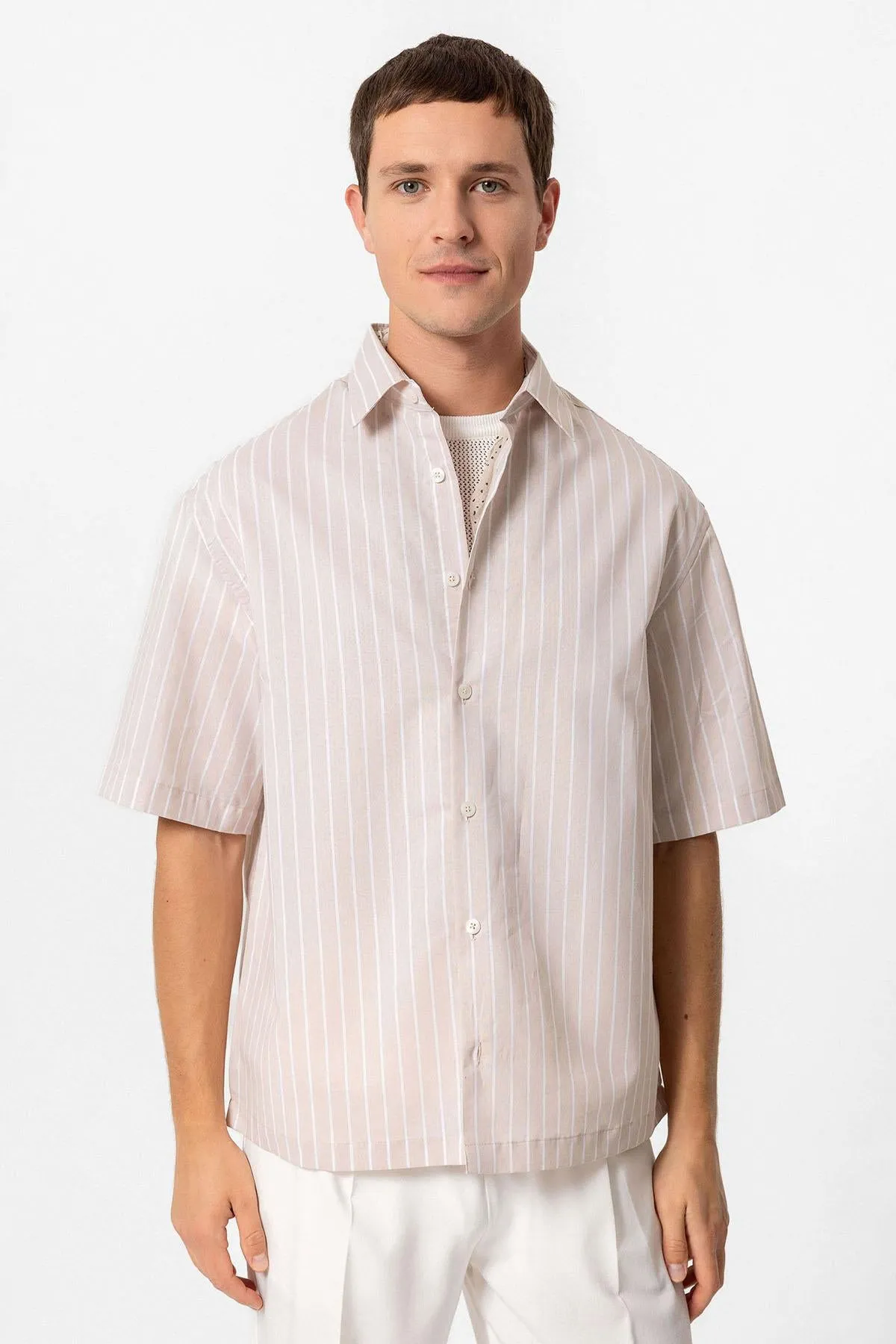 ANT Oversized Short Sleeve Striped Men's Shirt - Horlivka