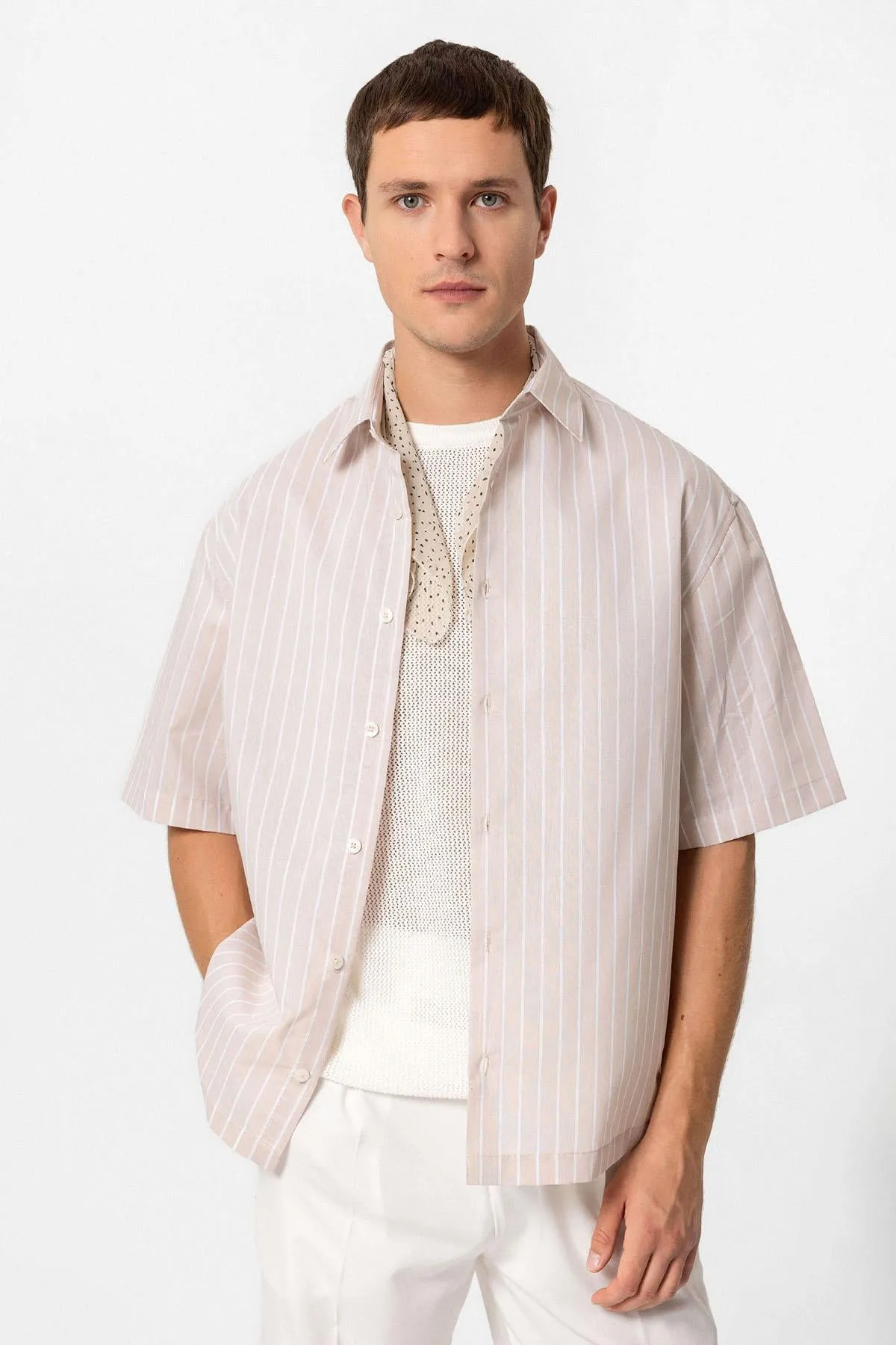 ANT Oversized Short Sleeve Striped Men's Shirt - Horlivka