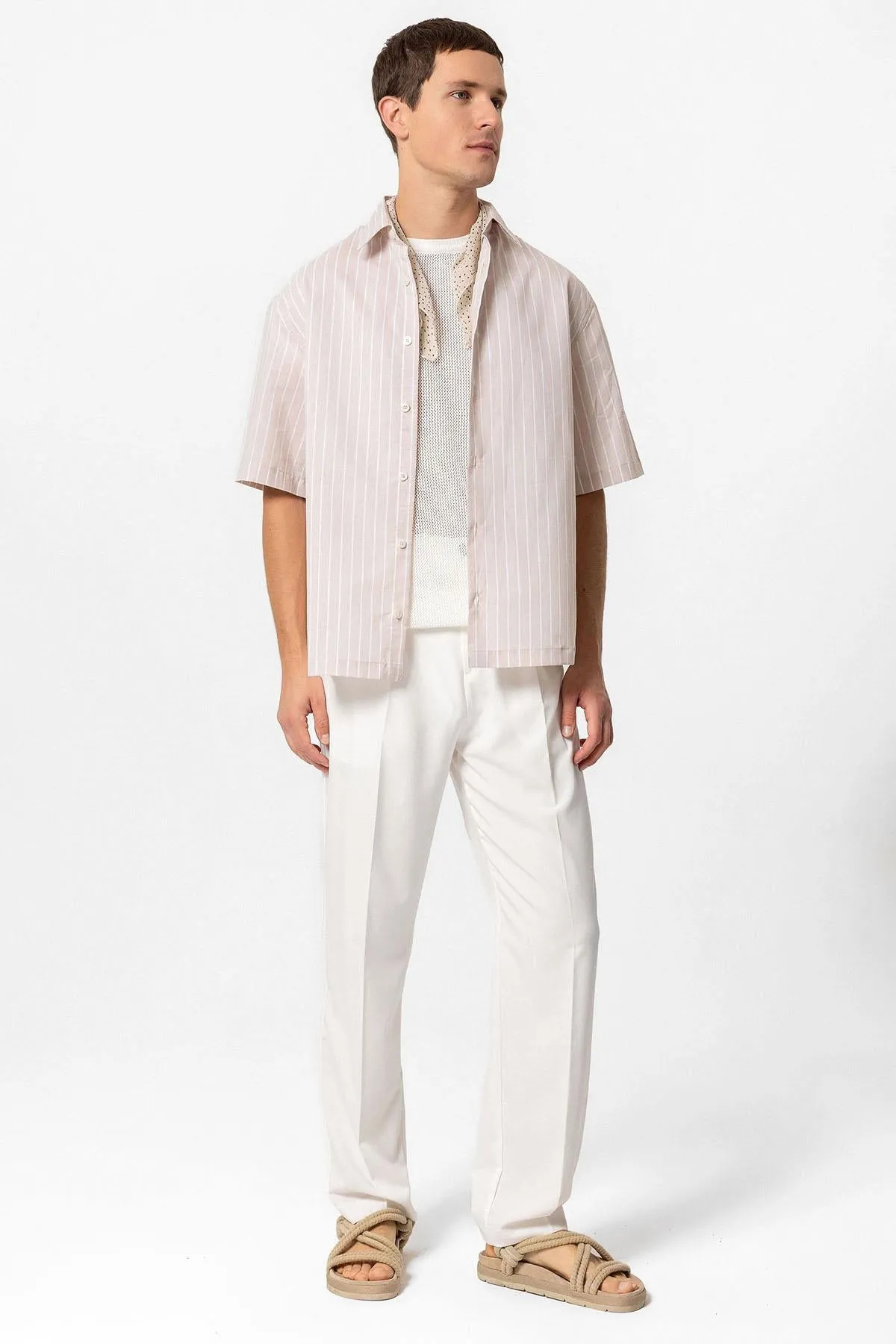ANT Oversized Short Sleeve Striped Men's Shirt - Horlivka