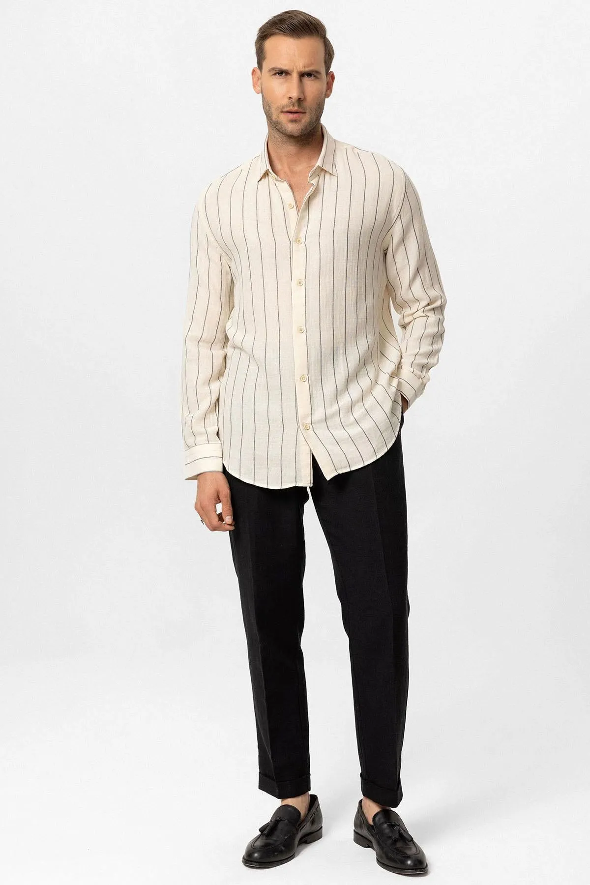 ANT Slim Fit Striped Men's Shirt - Arcadia