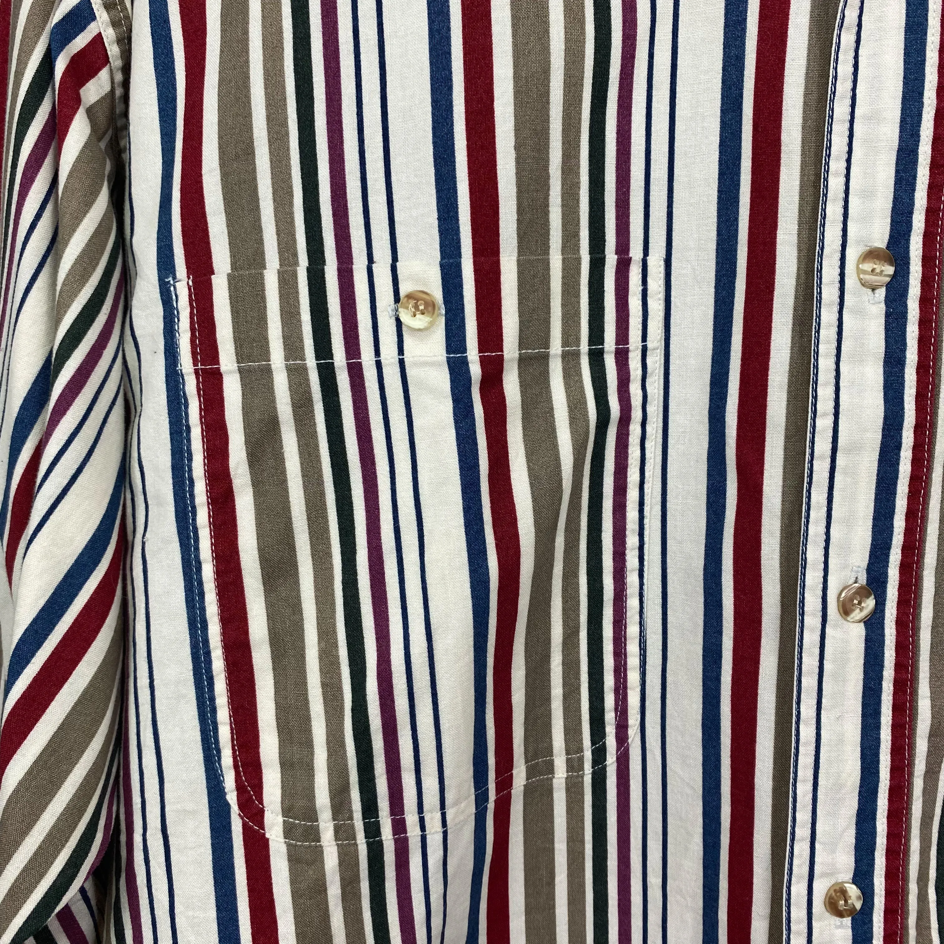 AT EASE Bold Multi Striped Button-Up Long Sleeve Shirt