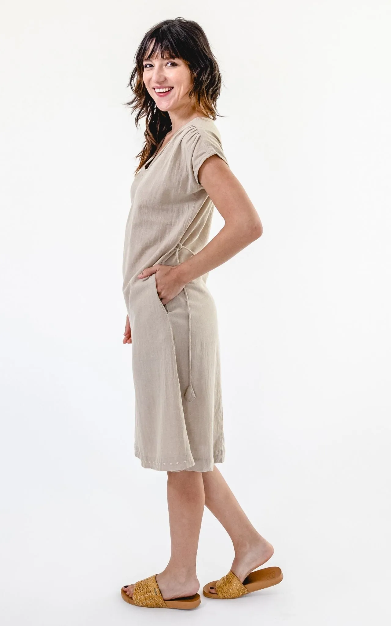 Aurora Dress | Embroidered - Oatmeal