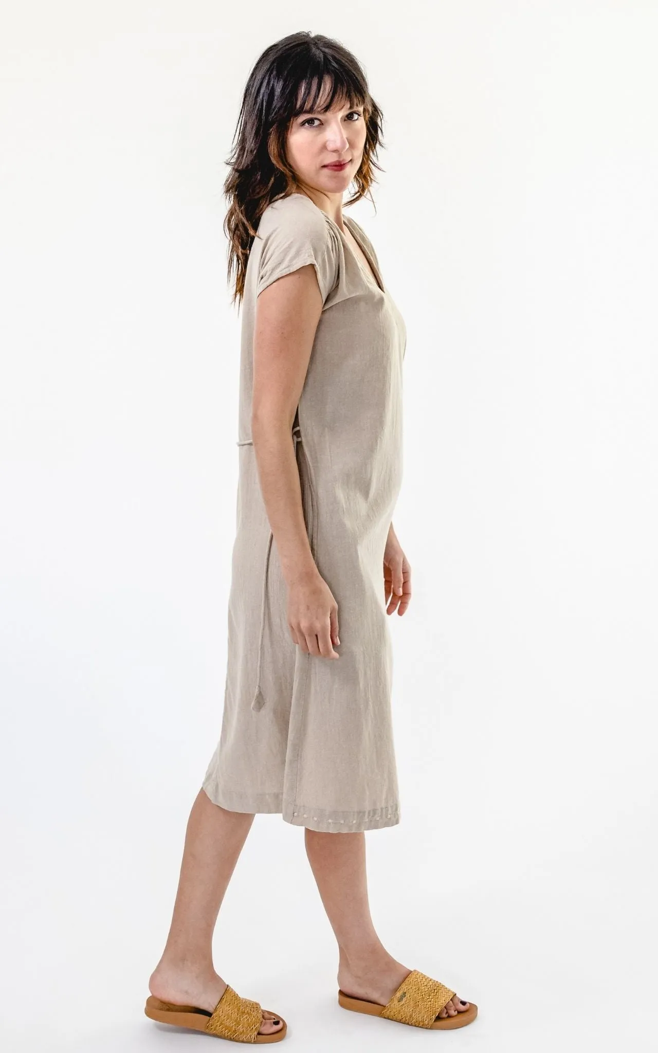 Aurora Dress | Embroidered - Oatmeal