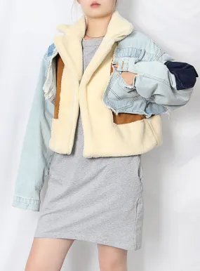 Autume Winter short Denim women jacket with flees - Street Wear.