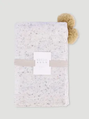 Baby Oatmeal Knitted Sherpa Lined Blanket