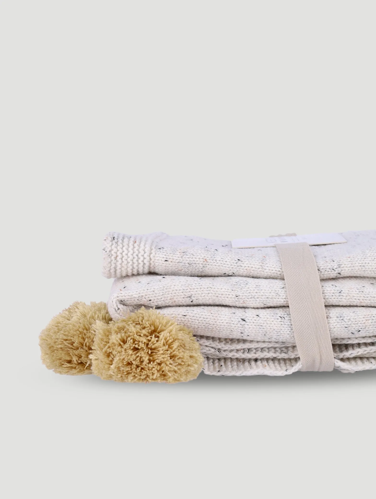 Baby Oatmeal Knitted Sherpa Lined Blanket