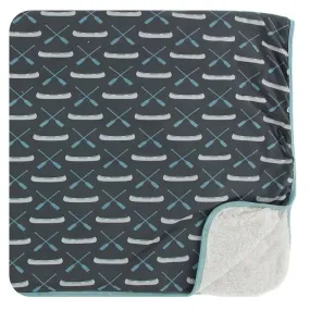 Bamboo Sherpa-Lined Toddler Blanket - Stone Paddles and Canoe