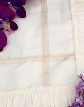 Baptism ruffle baby blanket ivory