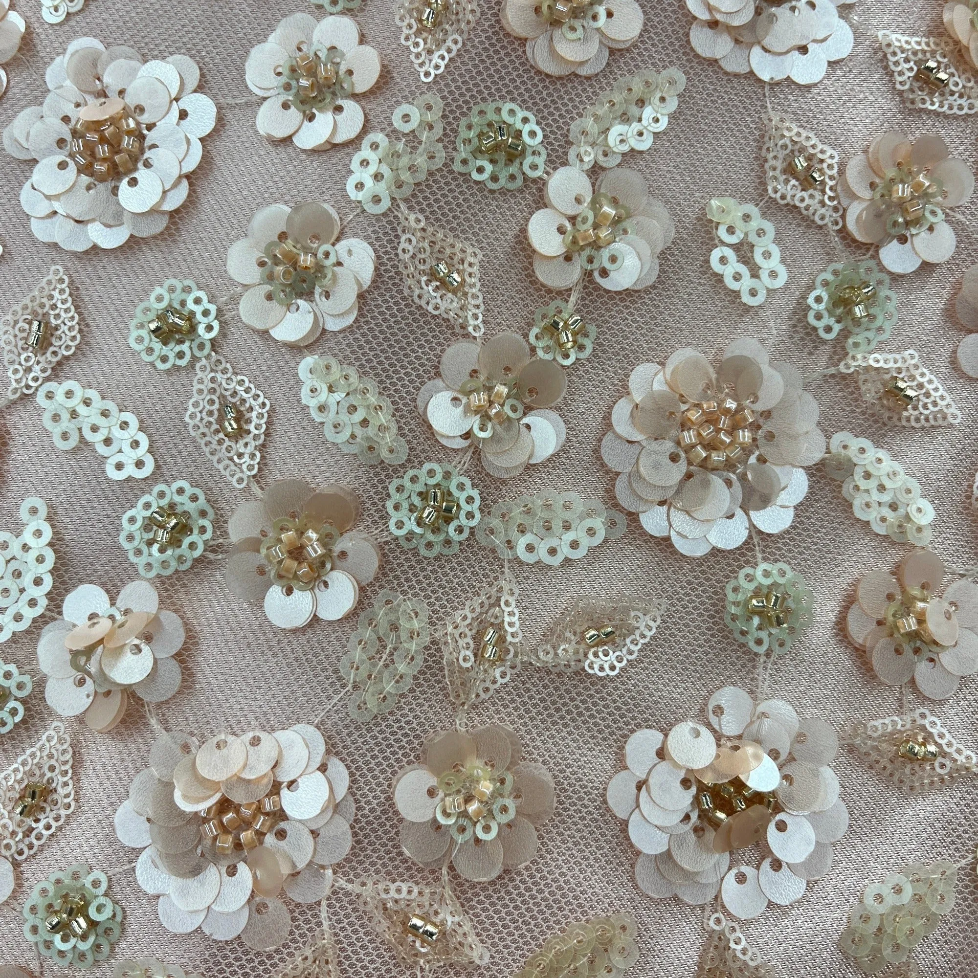 Beaded & Sequined Lace Fabric Embroidered on 100% Polyester Net Mesh | Lace USA - GD-2193