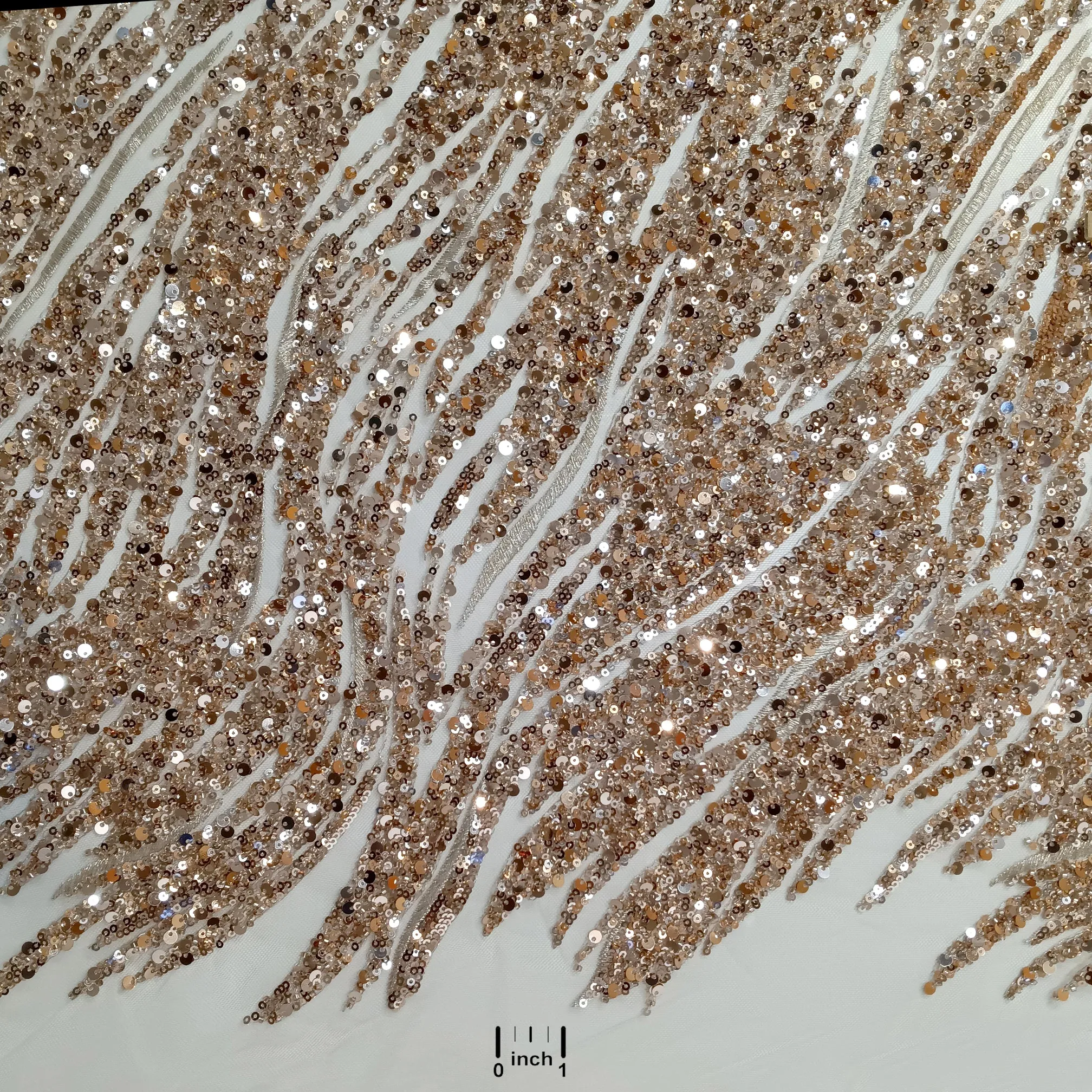 Beaded & Sequined Lace Fabric Embroidered on 100% Polyester Net Mesh | Lace USA - GD-59