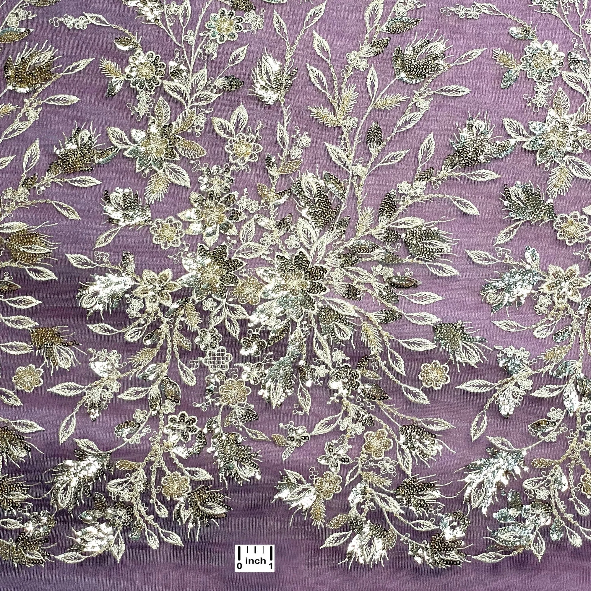 Beaded & Sequined Lace Fabric Embroidered on 100% Polyester Net Mesh | Lace USA - GD-67613