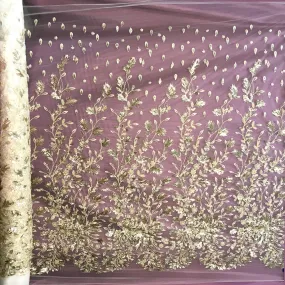 Beaded & Sequined Lace Fabric Embroidered on 100% Polyester Net Mesh | Lace USA - GD-67613