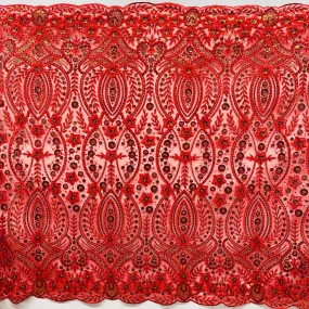 Beaded and Sequined Floral Sparkling Lace Fabric Embroidered on 100% Polyester Net Mesh| Lace USA - GD-2216