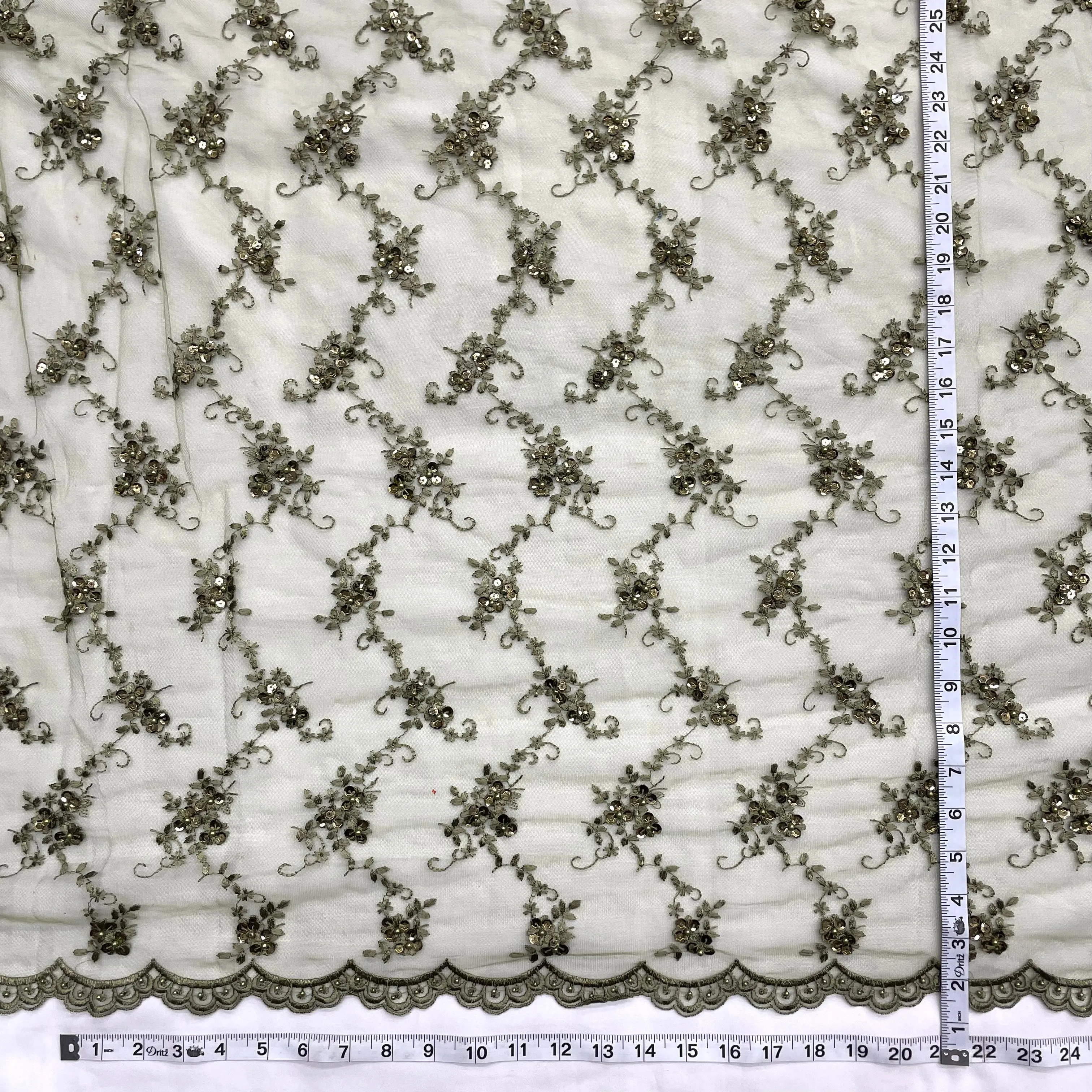 Beaded Lace Fabric Embroidered on 100% Polyester Net Mesh | Lace USA - 31360W-BP