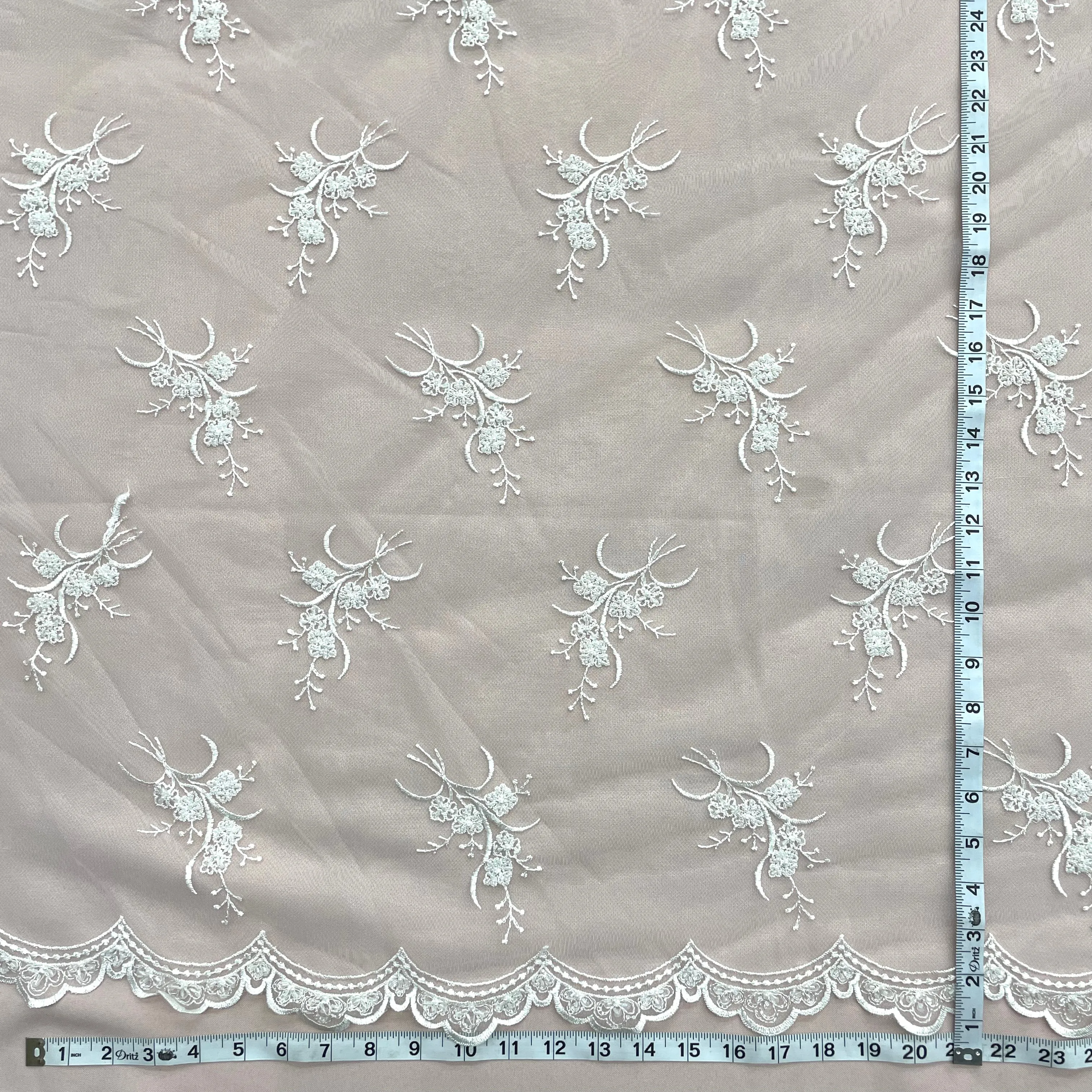 Beaded Lace Fabric Embroidered on 100% Polyester Net Mesh | Lace USA - 31393W-BP