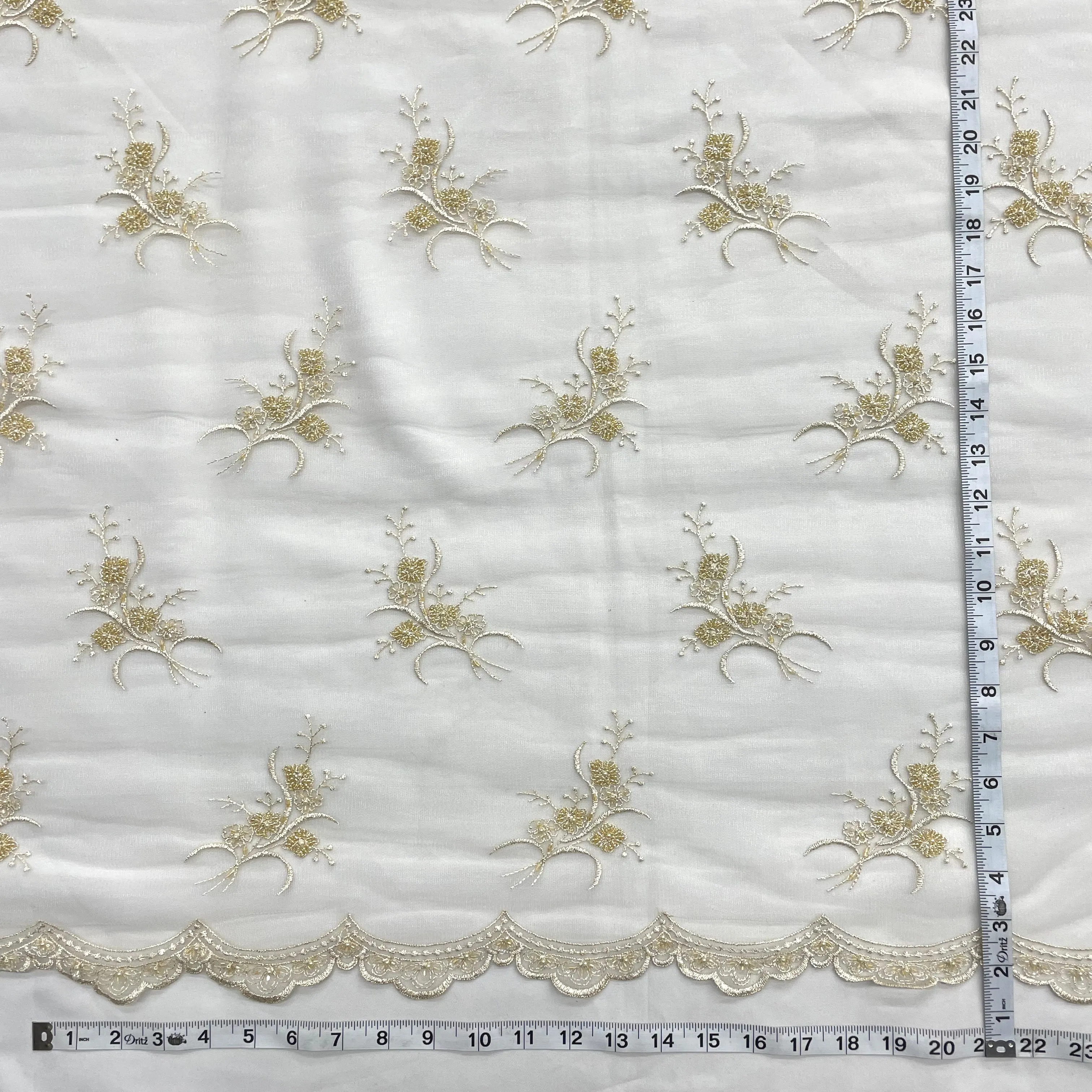 Beaded Lace Fabric Embroidered on 100% Polyester Net Mesh | Lace USA - 31393W-BP