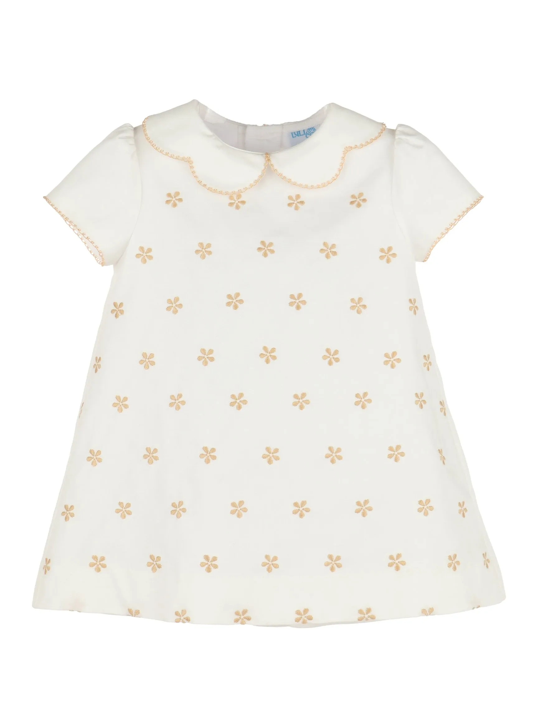 Beige Embroidered Flowers Dress