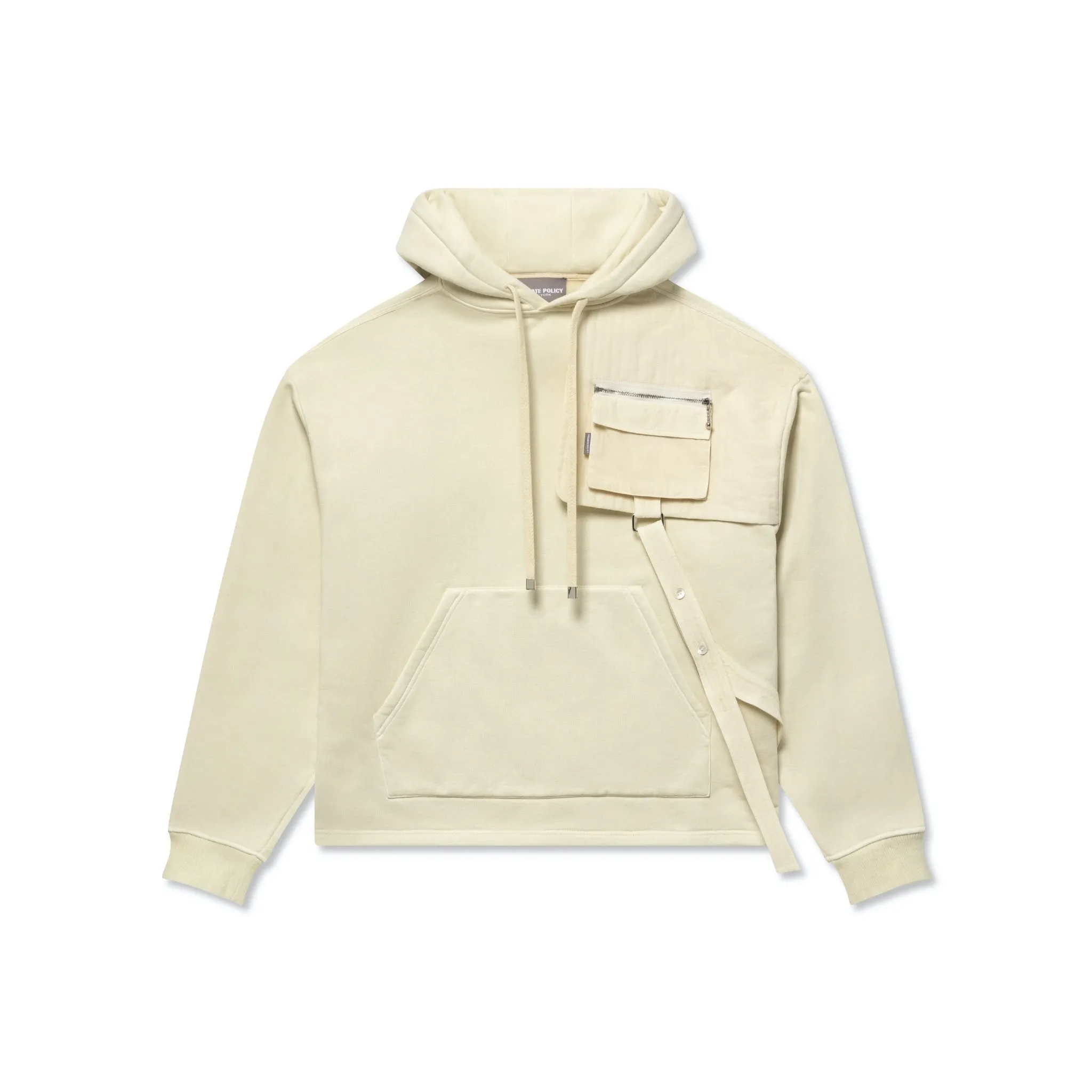 Beige Quilted Strap Hoodie
