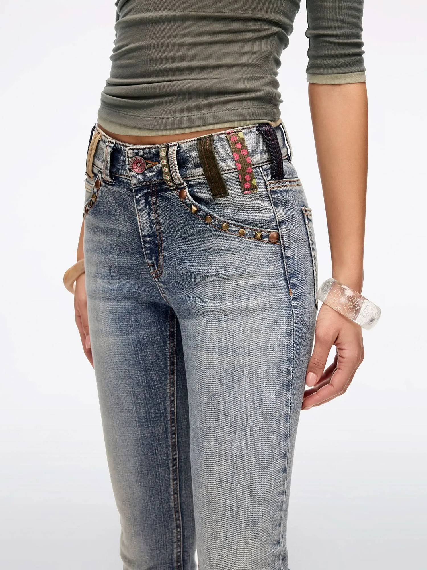 Belt Loop Flared Jeans
