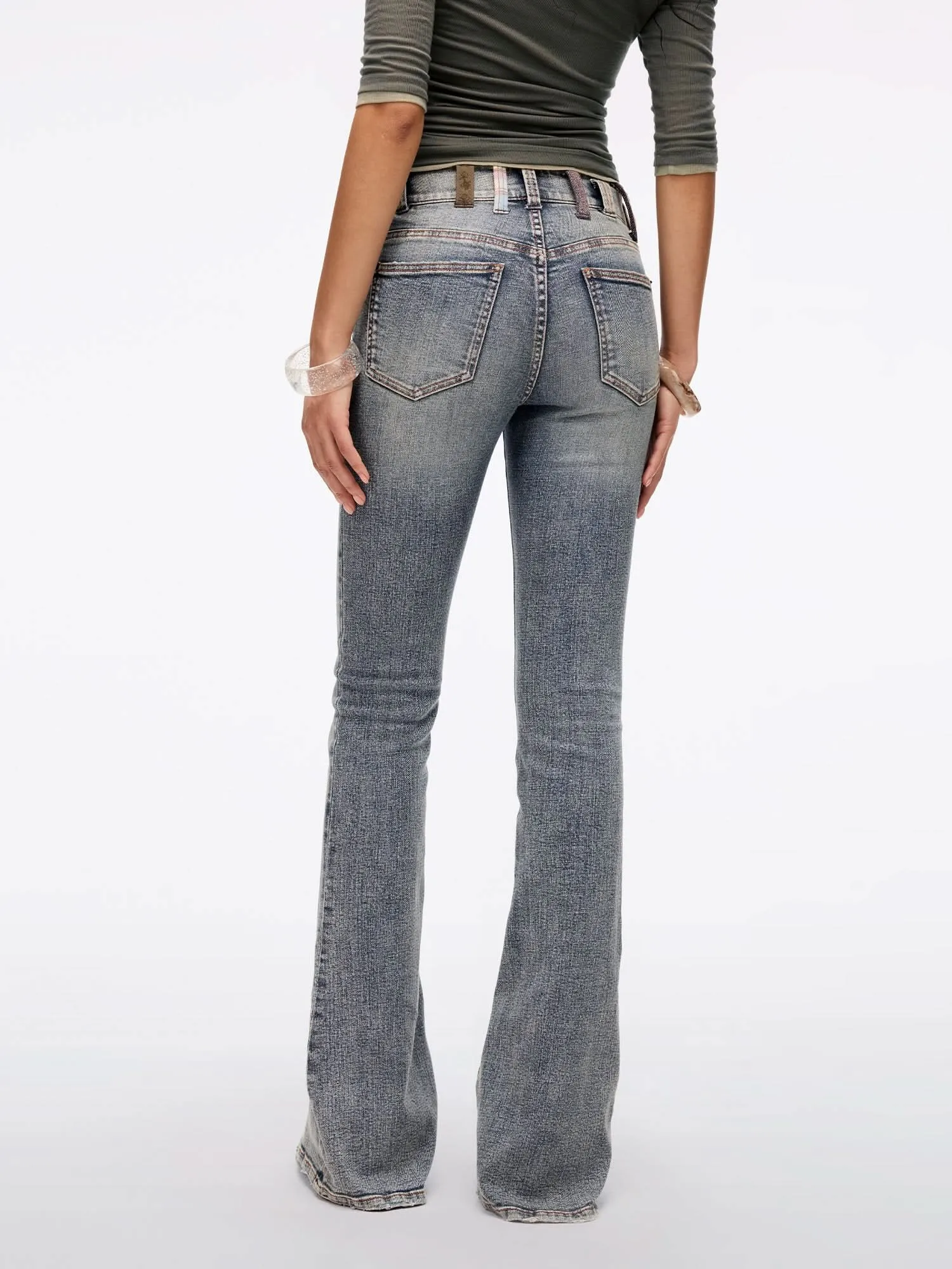 Belt Loop Flared Jeans