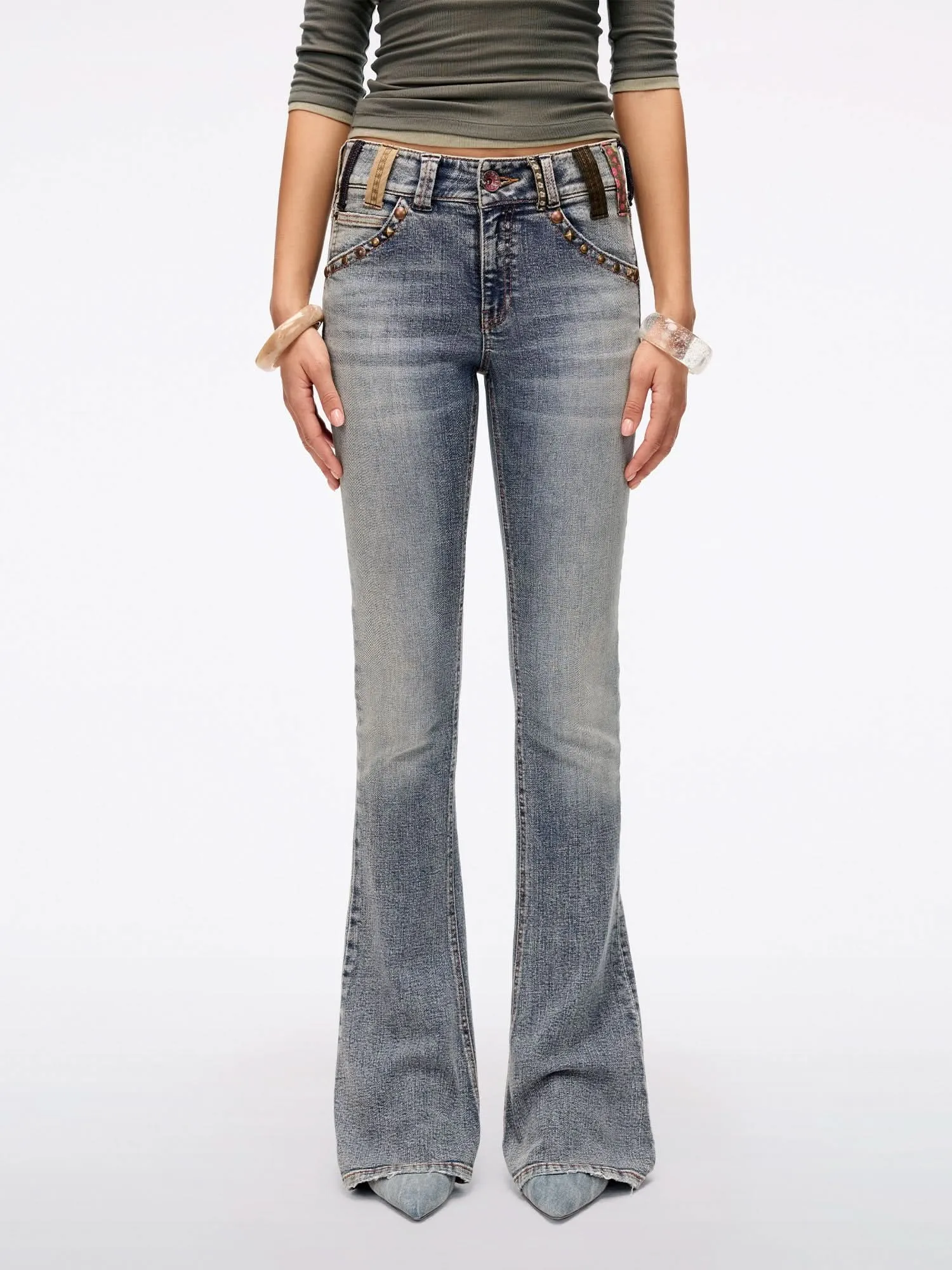 Belt Loop Flared Jeans