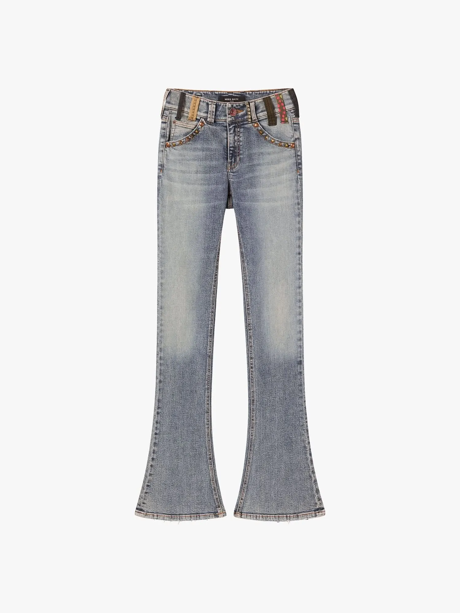 Belt Loop Flared Jeans