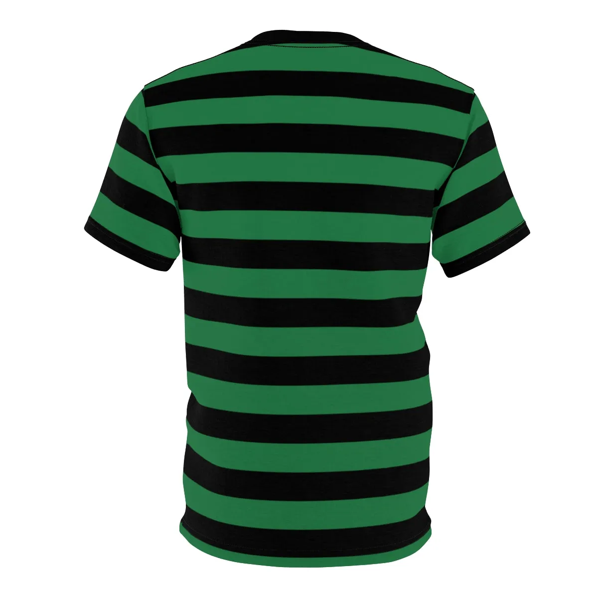 Black and Green Striped Men T Shirt, Vintage Bold Horizontal Stripes 90s Unisex Designer Crewneck Short Sleeve Tee