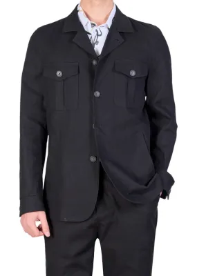 Black Double Pocket Linen Suit