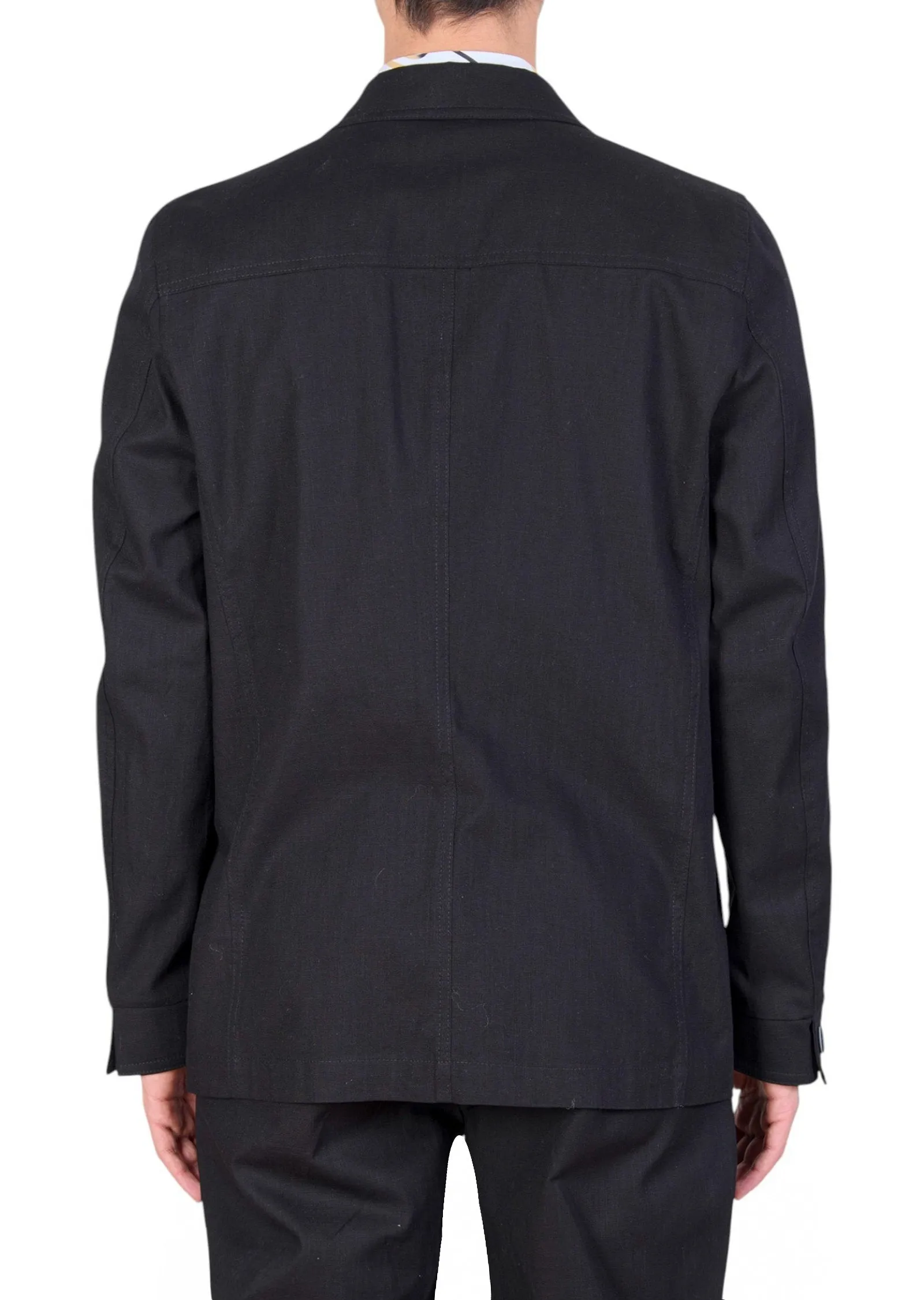 Black Double Pocket Linen Suit