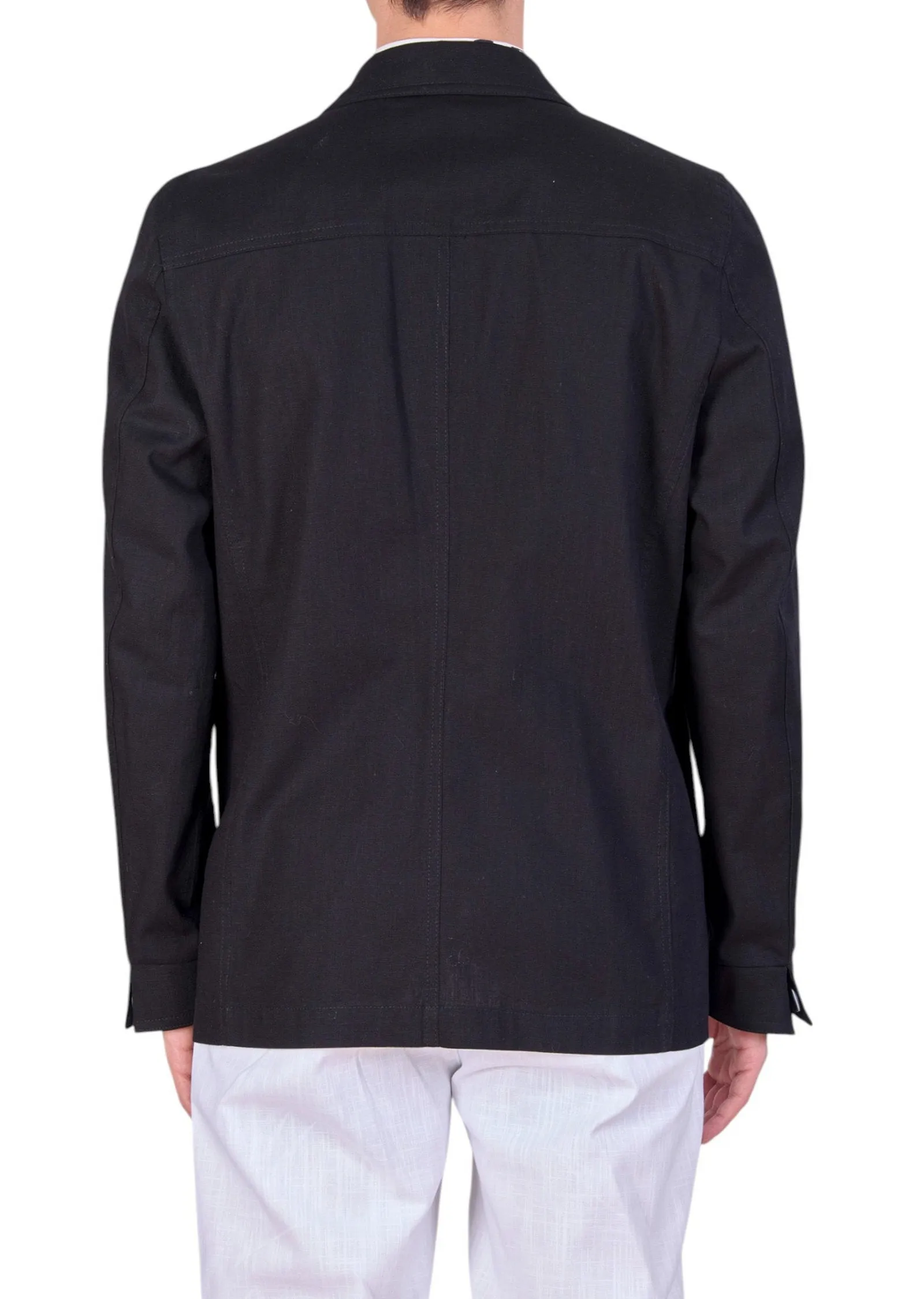 Black Double Pocket Linen Suit