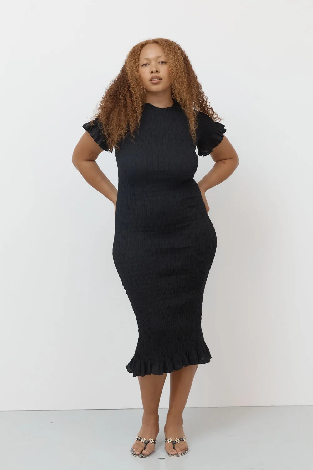 Black Ruched Longline Dress