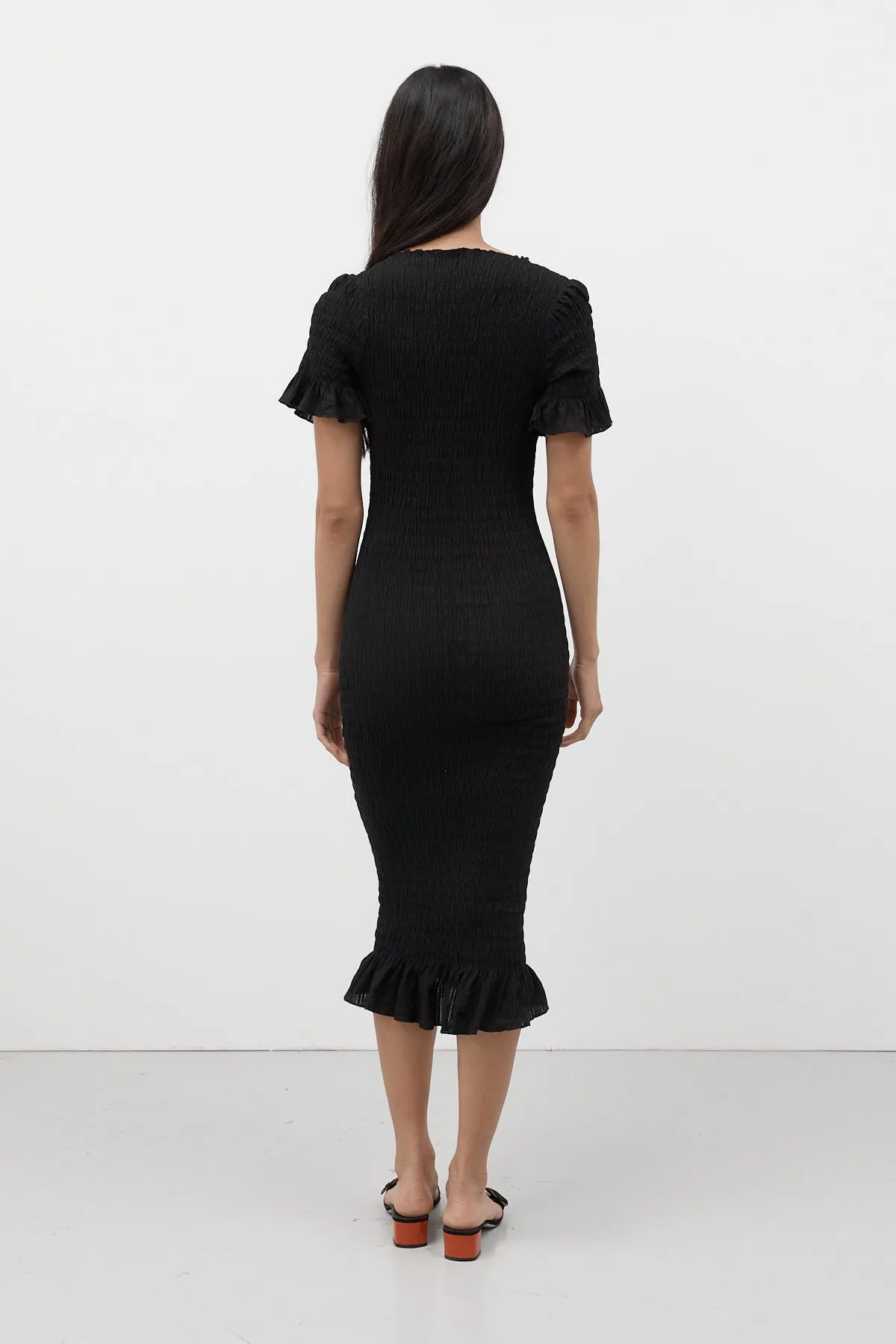 Black Ruched Longline Dress