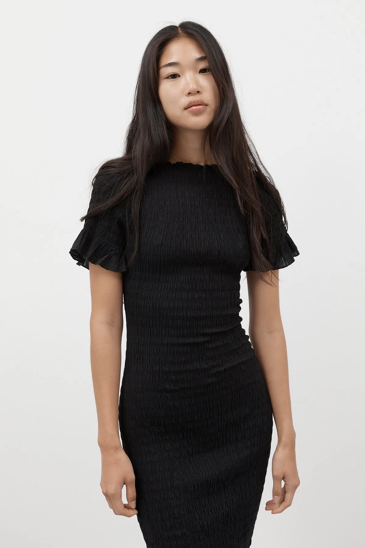 Black Ruched Longline Dress
