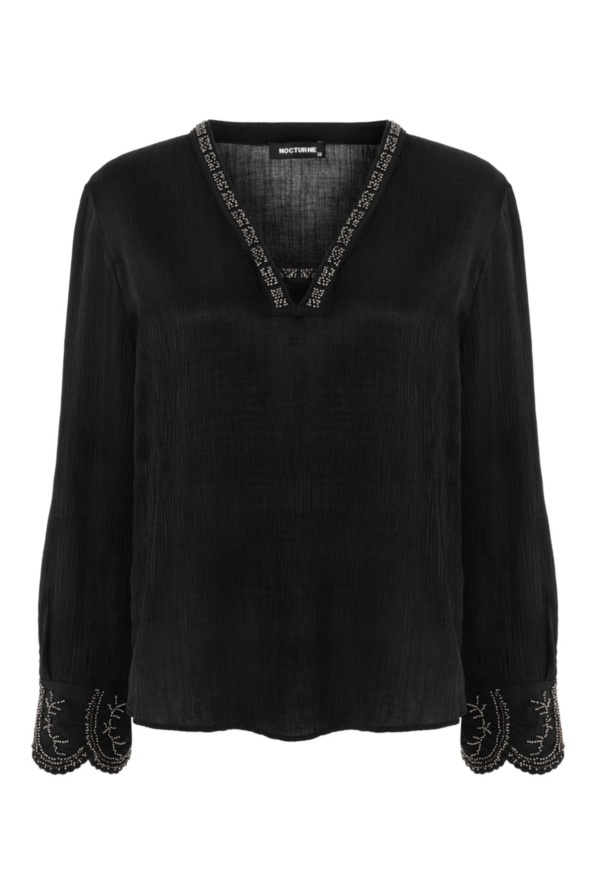 Black Stone Embroidered Blouse