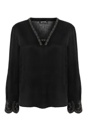 Black Stone Embroidered Blouse