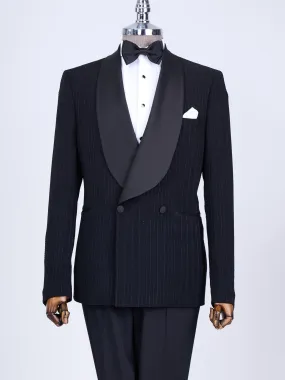 Black Striped Double Breasted Tuxedo 2-Piece